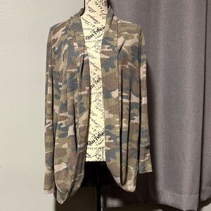 Maurices Camouflage Open Front Cardigan 1X